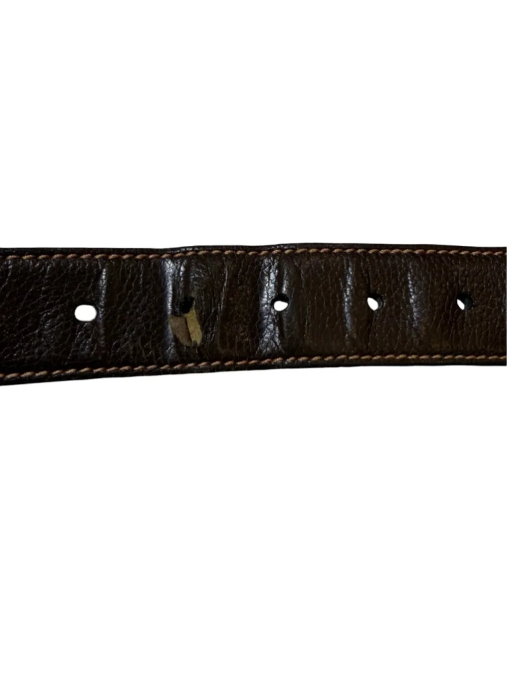 Prada Brown Pebbled Leather Belt Made Italy Silver Buckle Heavy Wear